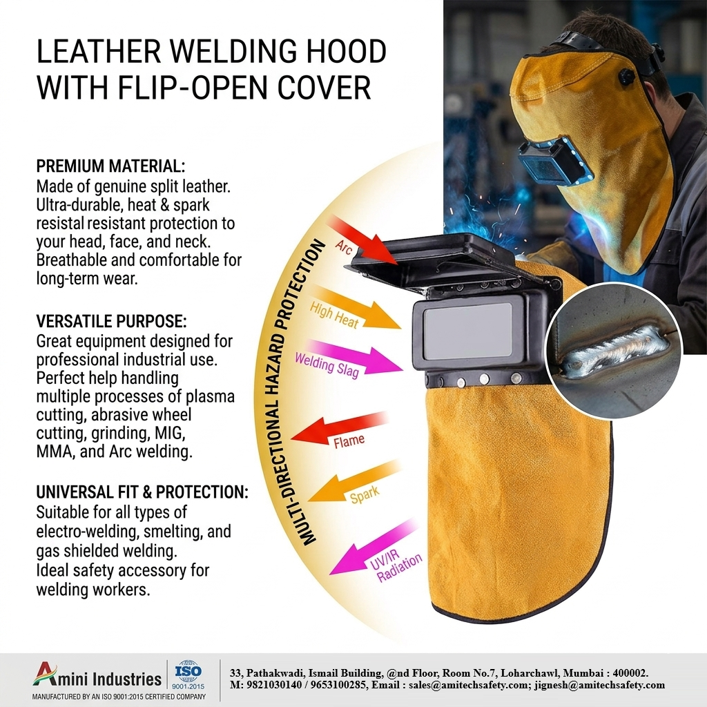 Leather Welding Hood Front View